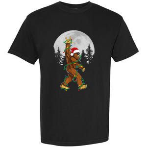 Bigfoot Santa Christmas Tree Lights Funny Xmas Sasquatch Garment-Dyed Heavyweight T-Shirt