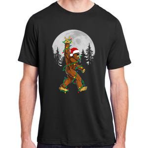 Bigfoot Santa Christmas Tree Lights Funny Xmas Sasquatch Adult ChromaSoft Performance T-Shirt