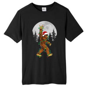 Bigfoot Santa Christmas Tree Lights Funny Xmas Sasquatch Tall Fusion ChromaSoft Performance T-Shirt