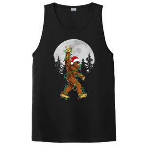 Bigfoot Santa Christmas Tree Lights Funny Xmas Sasquatch PosiCharge Competitor Tank