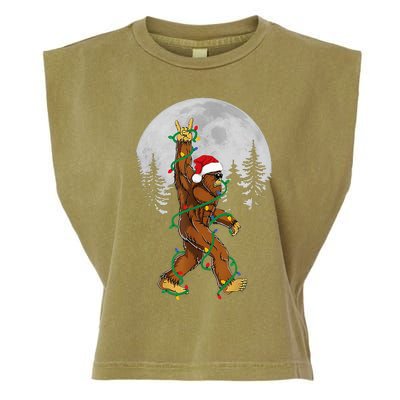 Bigfoot Santa Christmas Tree Lights Funny Xmas Sasquatch Garment-Dyed Women's Muscle Tee