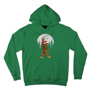 Bigfoot Santa Christmas Tree Lights Funny Xmas Sasquatch Hoodie