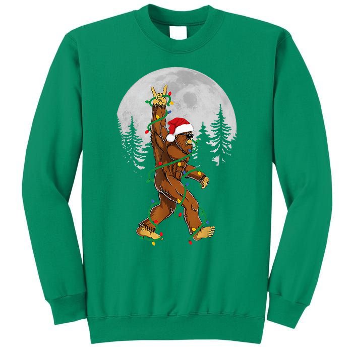 Bigfoot Santa Christmas Tree Lights Funny Xmas Sasquatch Sweatshirt