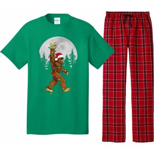 Bigfoot Santa Christmas Tree Lights Funny Xmas Sasquatch Pajama Set