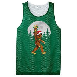 Bigfoot Santa Christmas Tree Lights Funny Xmas Sasquatch Mesh Reversible Basketball Jersey Tank