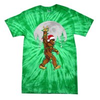 Bigfoot Santa Christmas Tree Lights Funny Xmas Sasquatch Tie-Dye T-Shirt