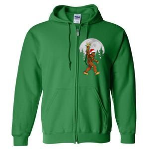 Bigfoot Santa Christmas Tree Lights Funny Xmas Sasquatch Full Zip Hoodie