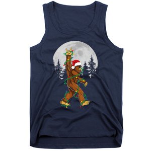 Bigfoot Santa Christmas Tree Lights Funny Xmas Sasquatch Tank Top