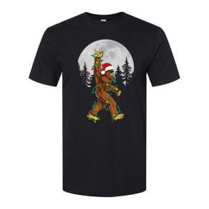 Bigfoot Santa Christmas Tree Lights Funny Xmas Sasquatch Softstyle CVC T-Shirt