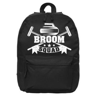 Broom Squad Curling Player Team Winter Ice Funny Curler Fan Gift 16 in Basic Backpack