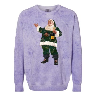 Boujee Santa Champagne Luxe Santa Funny Christmas Colorblast Crewneck Sweatshirt