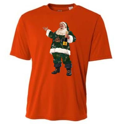 Boujee Santa Champagne Luxe Santa Funny Christmas Cooling Performance Crew T-Shirt