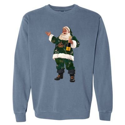 Boujee Santa Champagne Luxe Santa Funny Christmas Garment-Dyed Sweatshirt