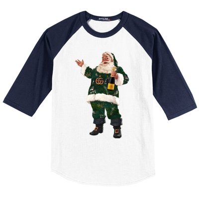 Boujee Santa Champagne Luxe Santa Funny Christmas Baseball Sleeve Shirt