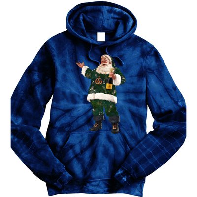 Boujee Santa Champagne Luxe Santa Funny Christmas Tie Dye Hoodie