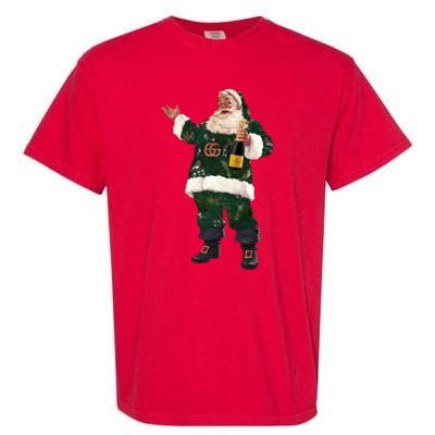 Boujee Santa Champagne Luxe Santa Funny Christmas Garment-Dyed Heavyweight T-Shirt