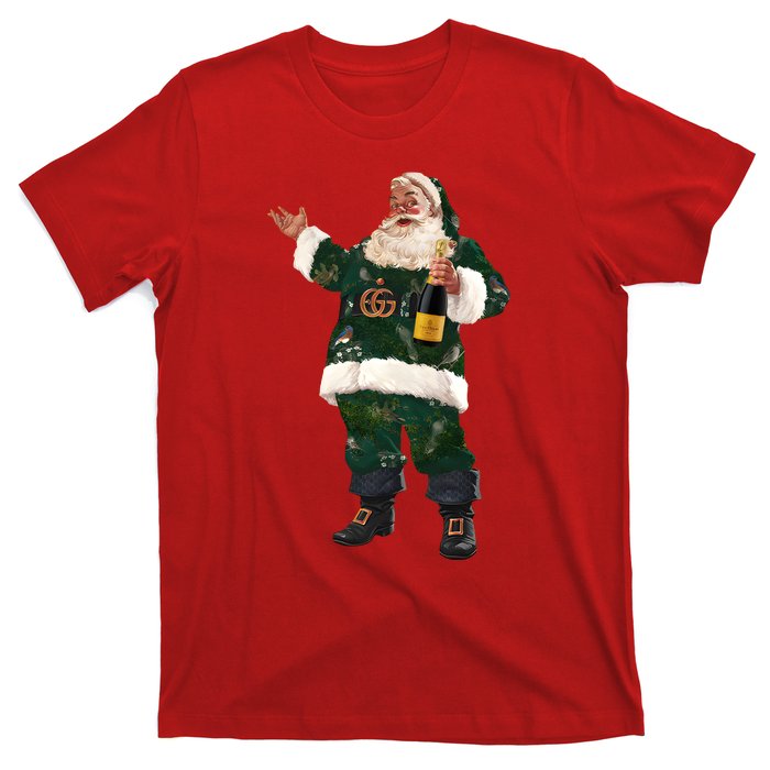 Boujee Santa Champagne Luxe Santa Funny Christmas T-Shirt