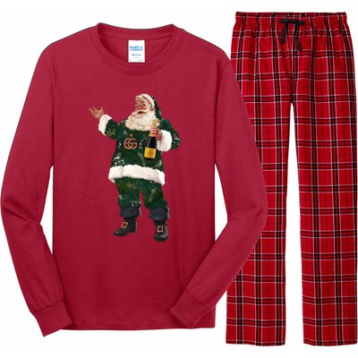 Boujee Santa Champagne Luxe Santa Funny Christmas Long Sleeve Pajama Set