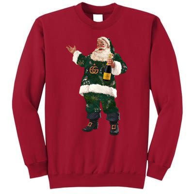 Boujee Santa Champagne Luxe Santa Funny Christmas Tall Sweatshirt