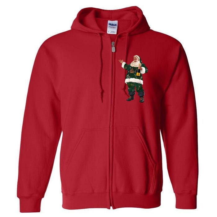 Boujee Santa Champagne Luxe Santa Funny Christmas Full Zip Hoodie