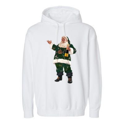 Boujee Santa Champagne Luxe Santa Funny Christmas Garment-Dyed Fleece Hoodie