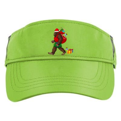 Bigfoot Santa Carrying Christmas Bag Xmas Hat Sasquatch Adult Drive Performance Visor