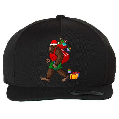 Bigfoot Santa Carrying Christmas Bag Xmas Hat Sasquatch Wool Snapback Cap