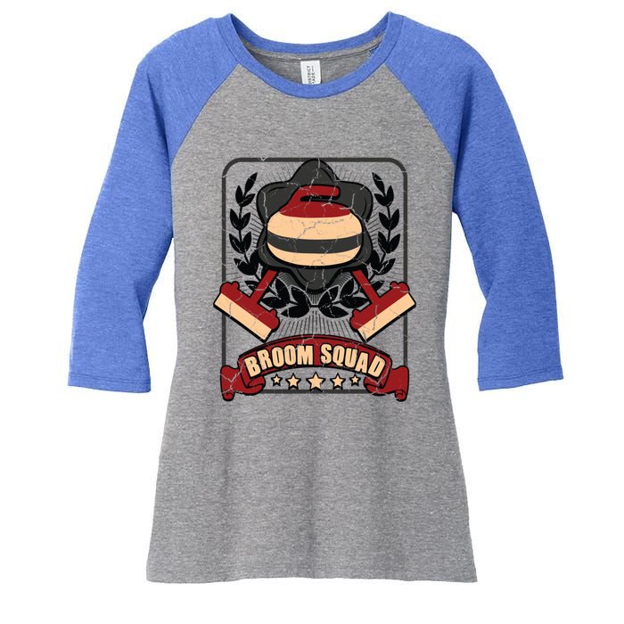 Broom Squad Curling Meaningful Gift Winter Sports Curler Funny Gift Women's Tri-Blend 3/4-Sleeve Raglan Shirt