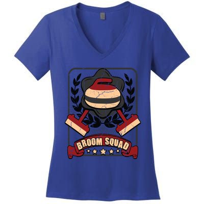 Broom Squad Curling Meaningful Gift Winter Sports Curler Funny Gift Women's V-Neck T-Shirt