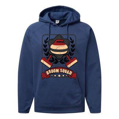 Broom Squad Curling Meaningful Gift Winter Sports Curler Funny Gift Performance Fleece Hoodie