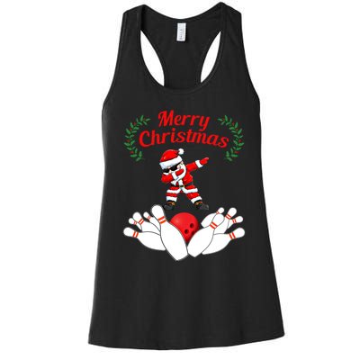 Bowling Santa Claus Christmas Gift Women's Racerback Tank