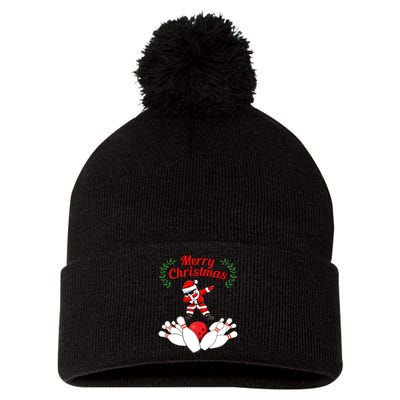 Bowling Santa Claus Christmas Gift Pom Pom 12in Knit Beanie