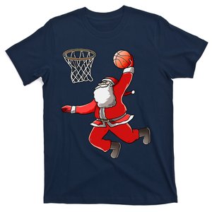 Basketball Santa Christmas Dunk Cool Sport XMas Pajama T-Shirt