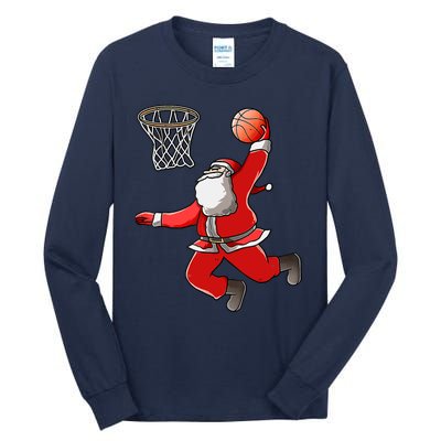 Basketball Santa Christmas Dunk Cool Sport XMas Pajama Tall Long Sleeve T-Shirt