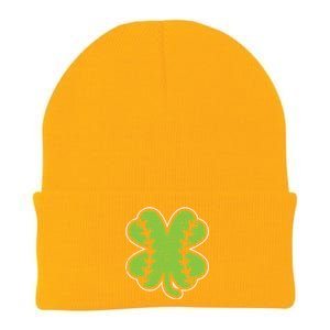 Baseball Shamrock Clover St Patricks Day Lucky Sports Gift Knit Cap Winter Beanie