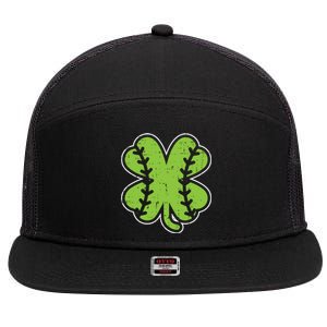 Baseball Shamrock Clover St Patricks Day Lucky Sports Gift 7 Panel Mesh Trucker Snapback Hat