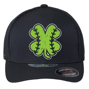 Baseball Shamrock Clover St Patricks Day Lucky Sports Gift Flexfit Unipanel Trucker Cap