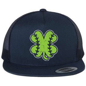 Baseball Shamrock Clover St Patricks Day Lucky Sports Gift Flat Bill Trucker Hat