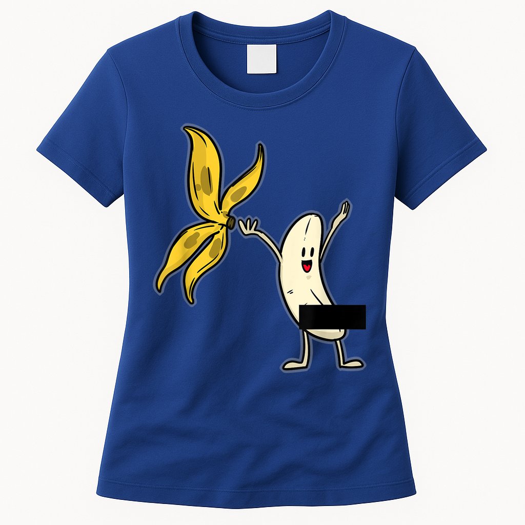 Banana Striptease Censored Gift Naked Funny Adult Gift Womens T-Shirt