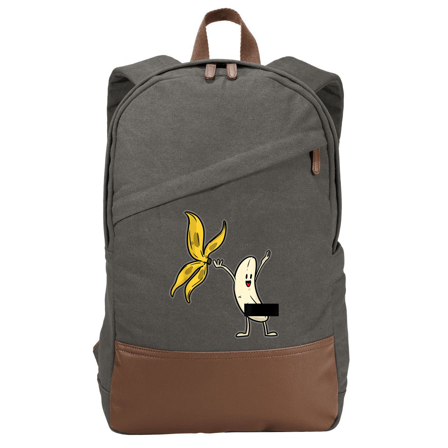 Banana Striptease Censored Gift Naked Funny Adult Gift Cotton Canvas Backpack