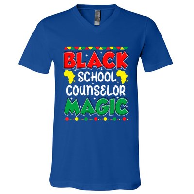 Black School Counselor Magic Black History Month Teacher Gift V-Neck T-Shirt