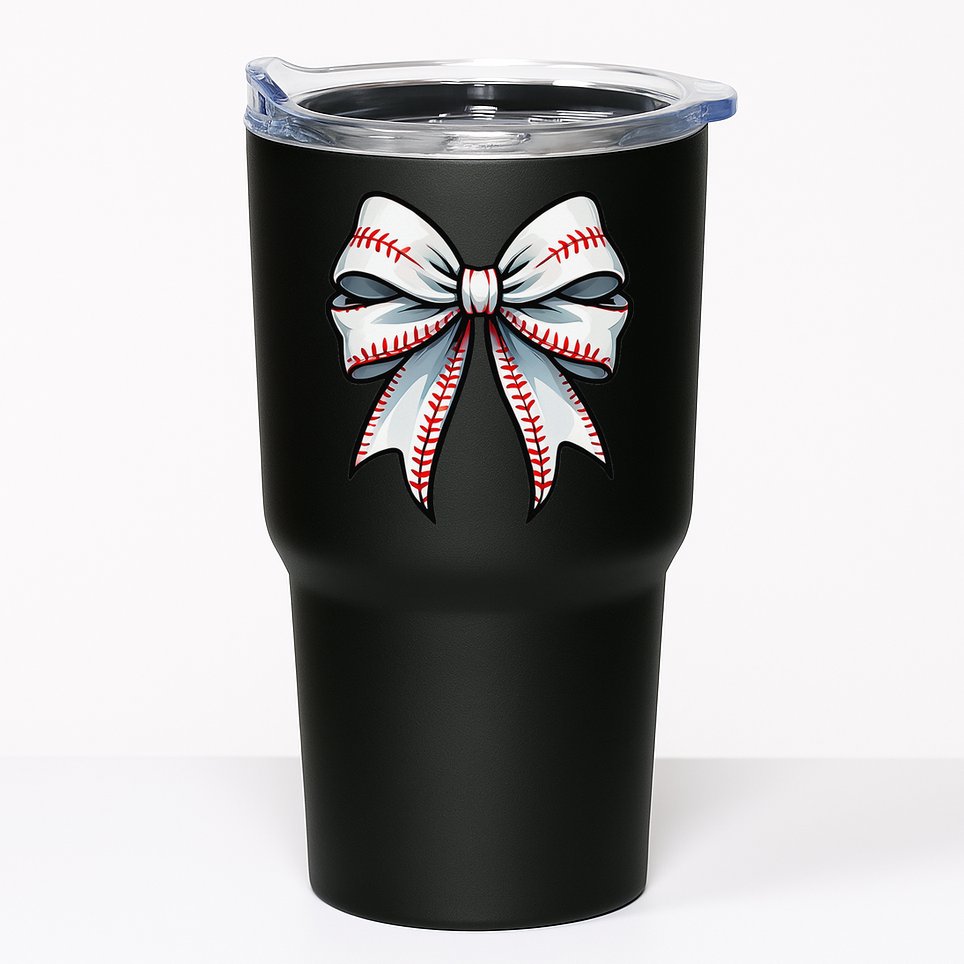 Baseball Softball Coquette Bow Game Heart Love Mom Life Tumbler