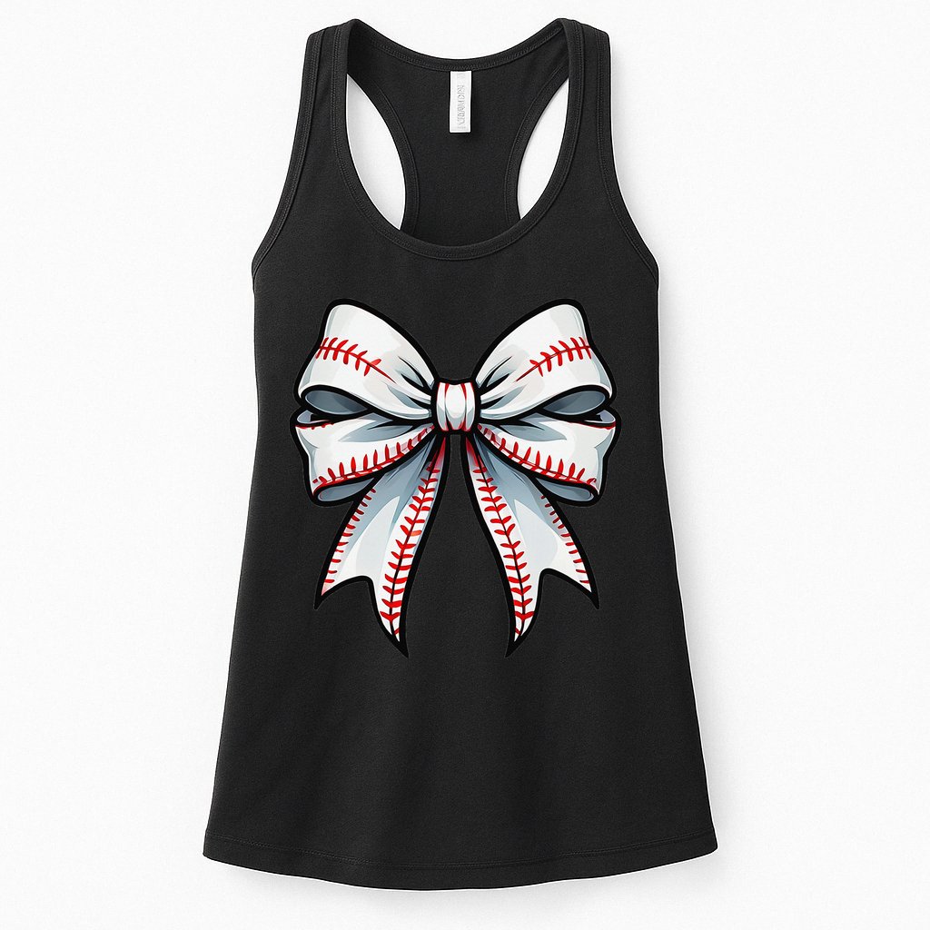 Baseball Softball Coquette Bow Game Heart Love Mom Life Womens Tank Top