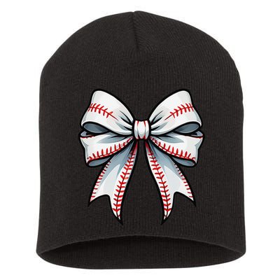 Baseball Softball Coquette Bow Game Heart Love Mom Life Short Acrylic Beanie