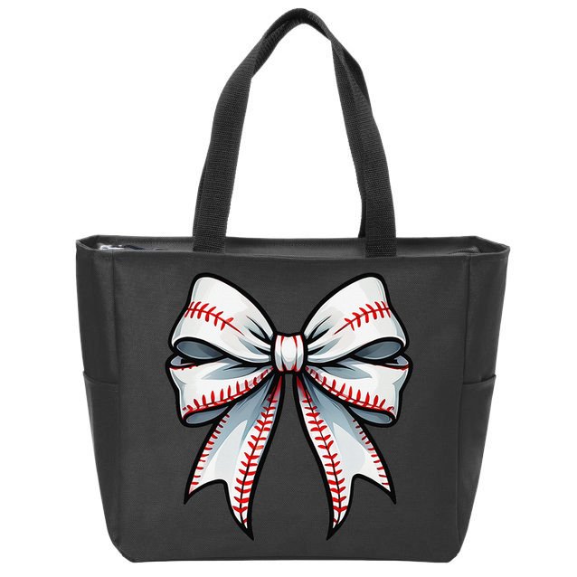 Baseball Softball Coquette Bow Game Heart Love Mom Life Zip Tote Bag
