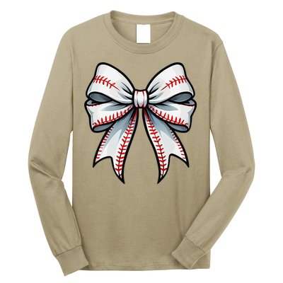 Baseball Softball Coquette Bow Game Heart Love Mom Life Long Sleeve Shirt