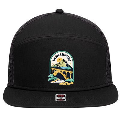 Big Sur California Bixby Bridge Coastal Highway 7 Panel Mesh Trucker Snapback Hat
