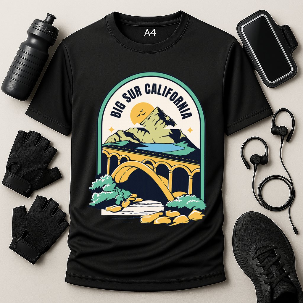Big Sur California Bixby Bridge Coastal Highway Cooling Performance Crew T-Shirt