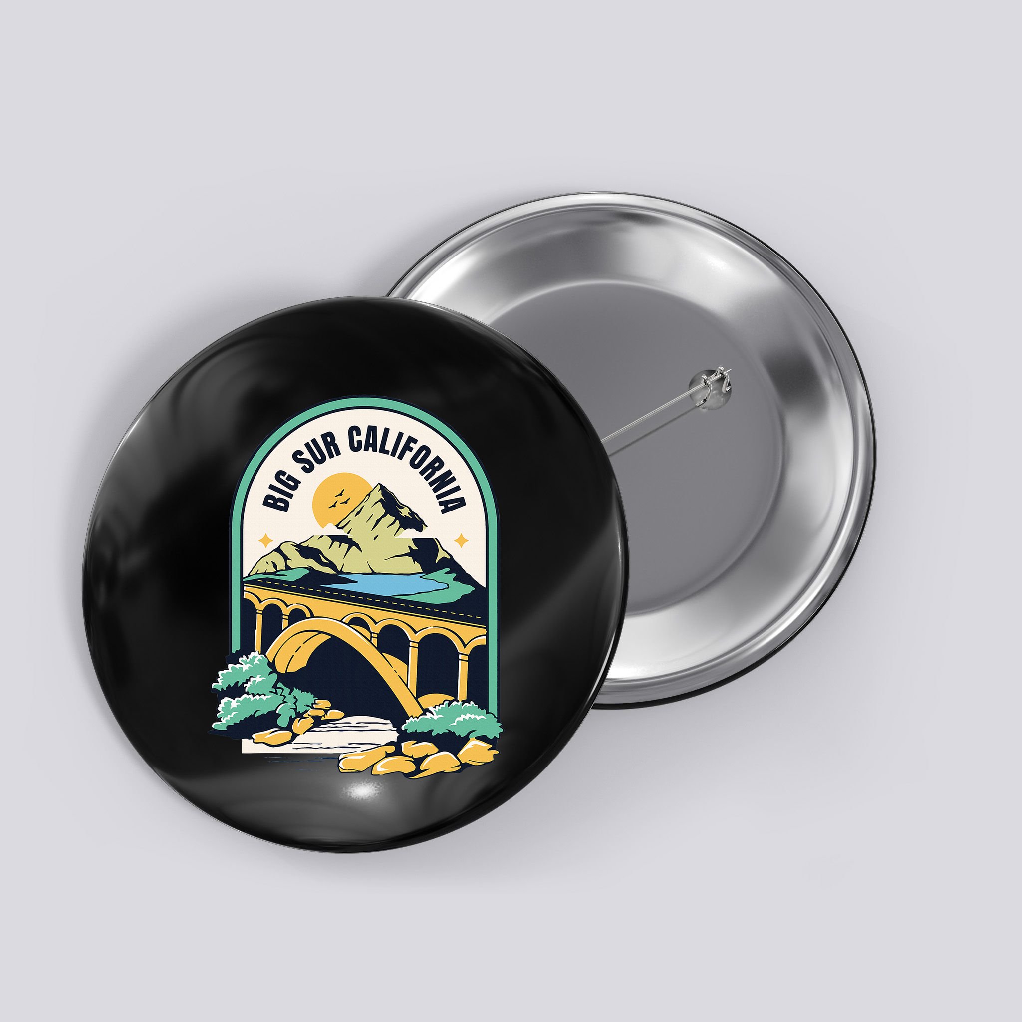 Big Sur California Bixby Bridge Coastal Highway Button