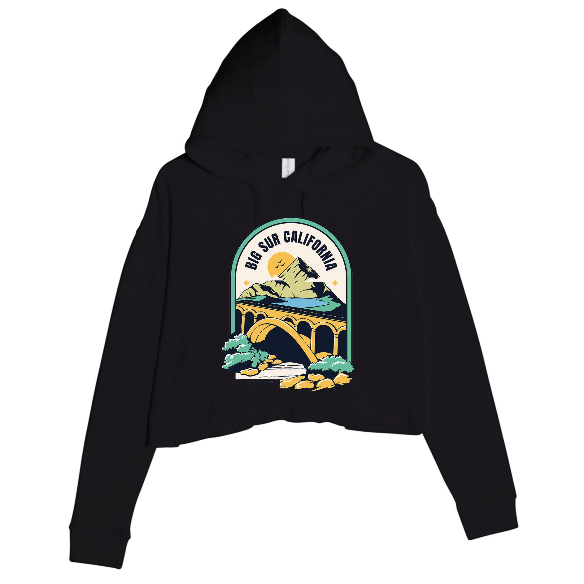 Big Sur California Bixby Bridge Coastal Highway Crop Fleece Hoodie